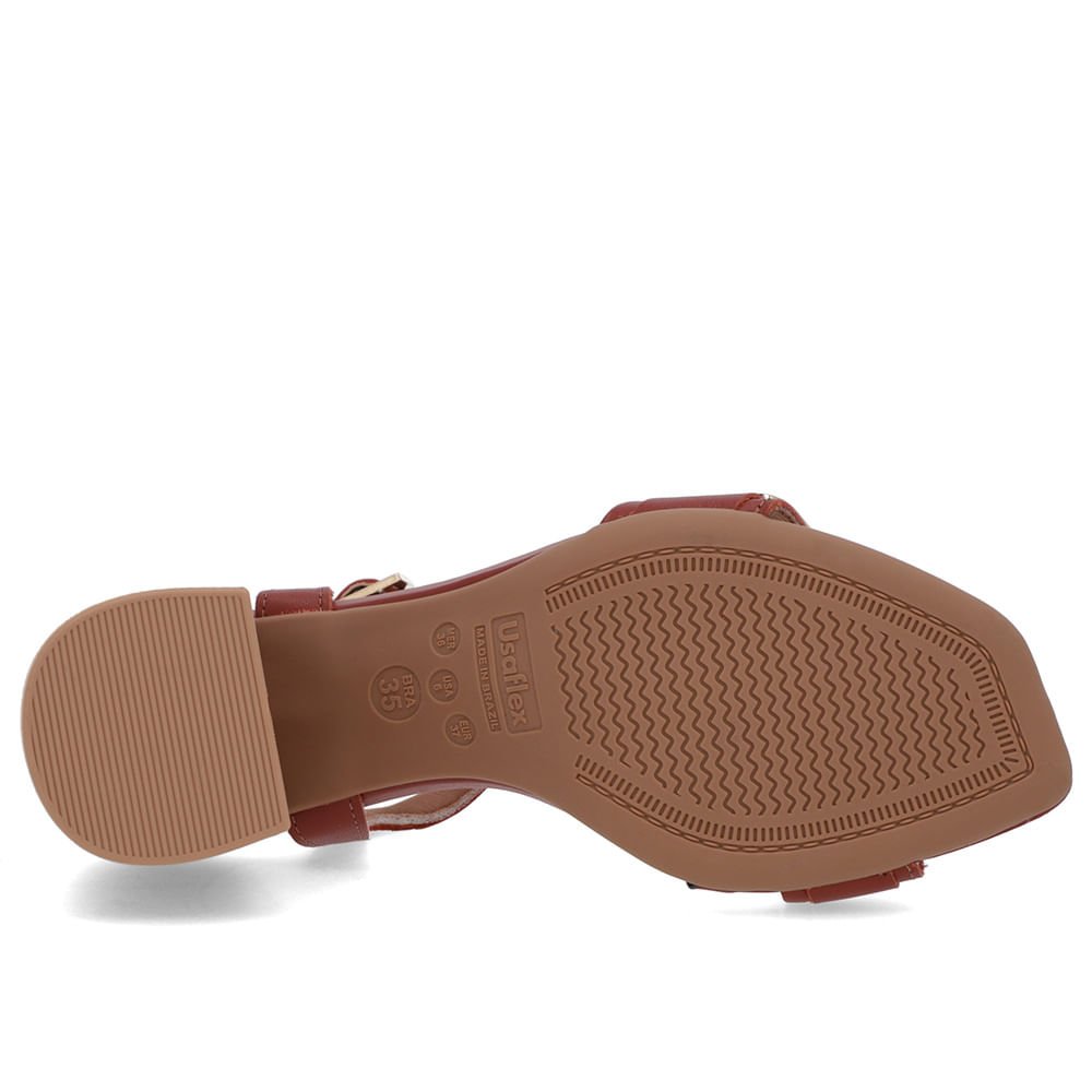 Sandália Bico Quadrado Couro Marrom Terracota Marrom 5