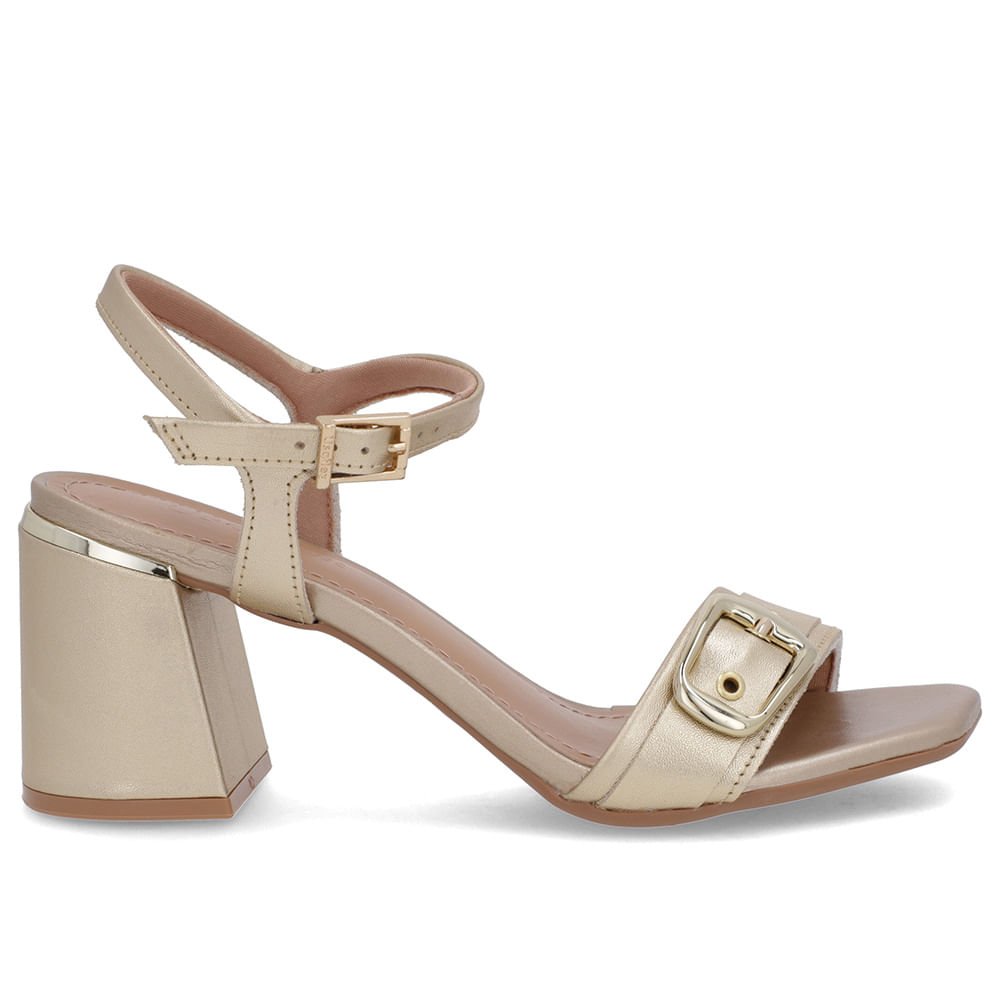 Sandália Bico Quadrado Couro Dourada Dourado 1