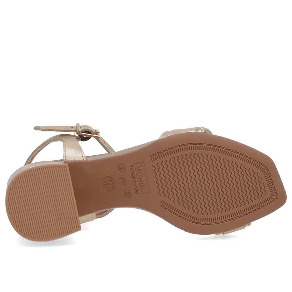 Sandália Bico Quadrado Couro Dourada Dourado 5