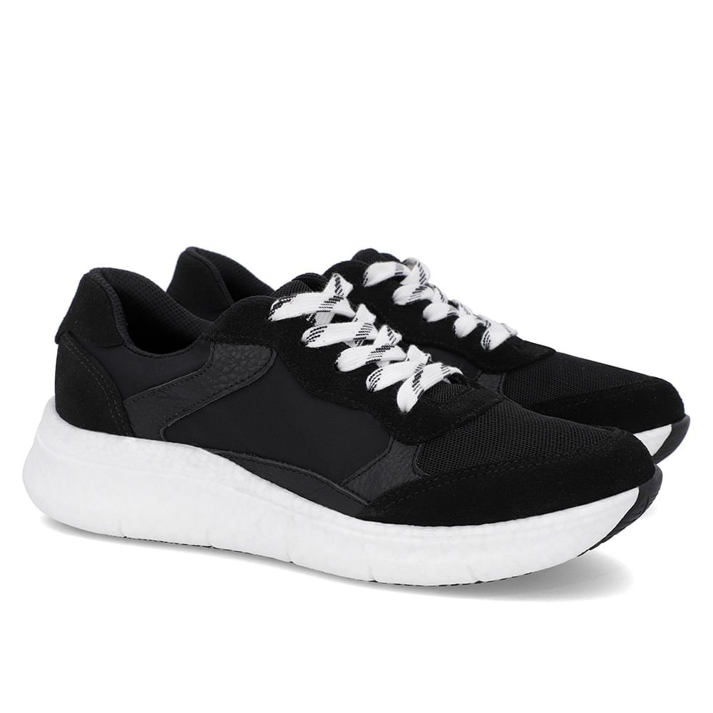 Tênis Preto Couro Cadarço Preto 2