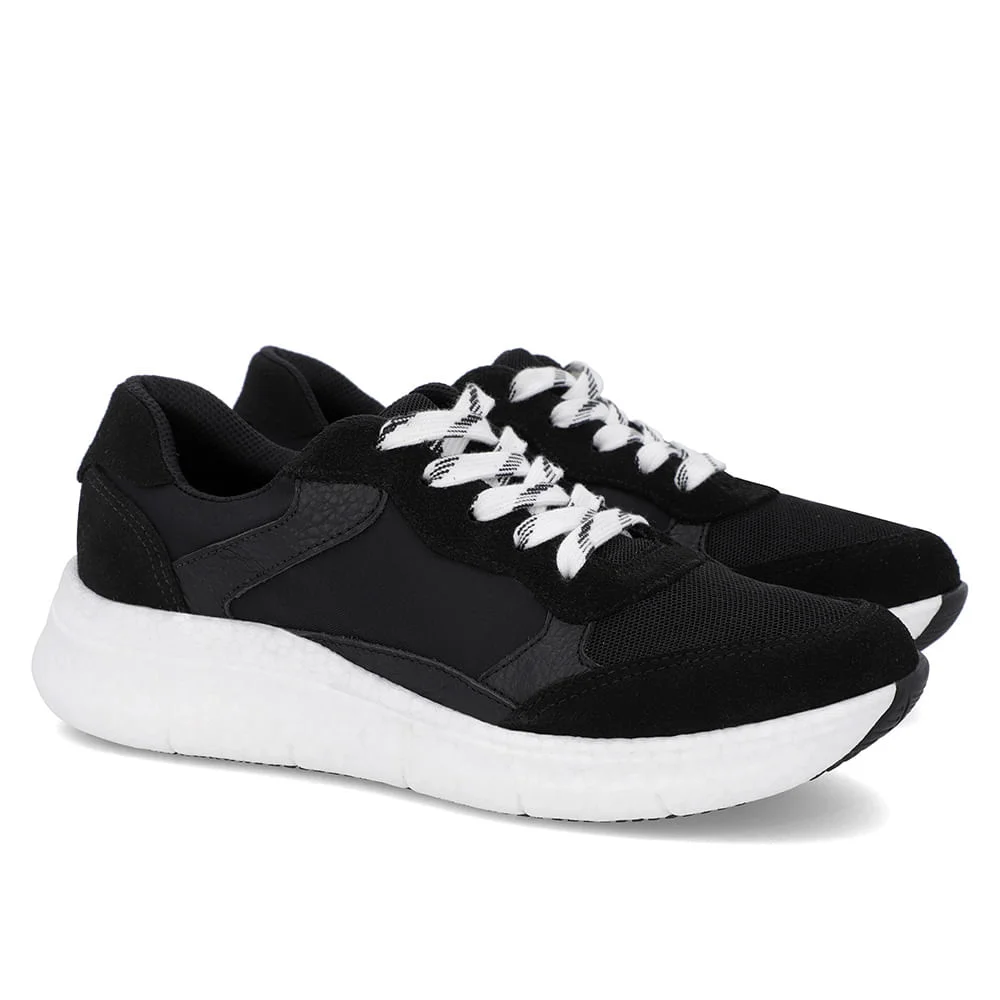 Tênis Preto Couro Cadarço Preto 2