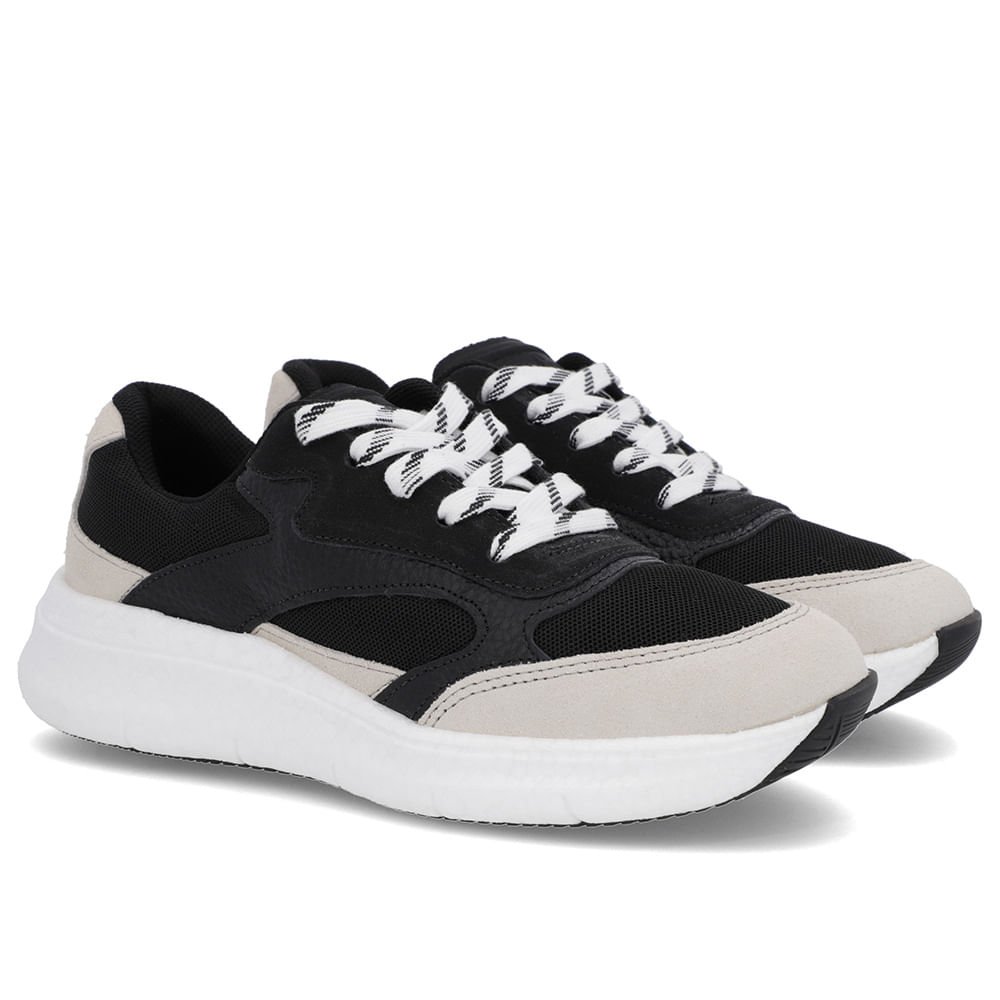 Tênis Preto Couro Cadarço Preto 2