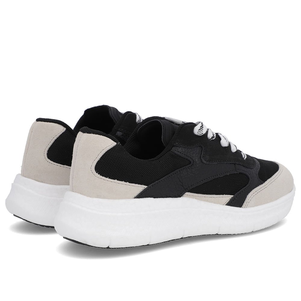 Tênis Preto Couro Cadarço Preto 3