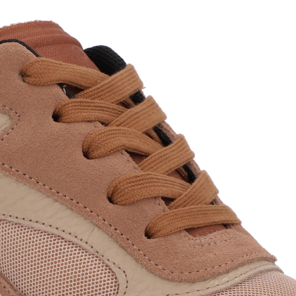 Tênis Bege Couro Cadarço Bege 4