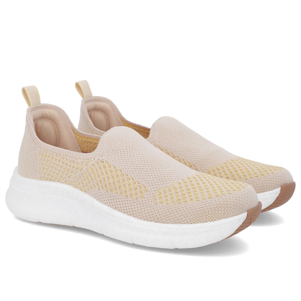 Tênis Bege Tricot Slip On Bege 2