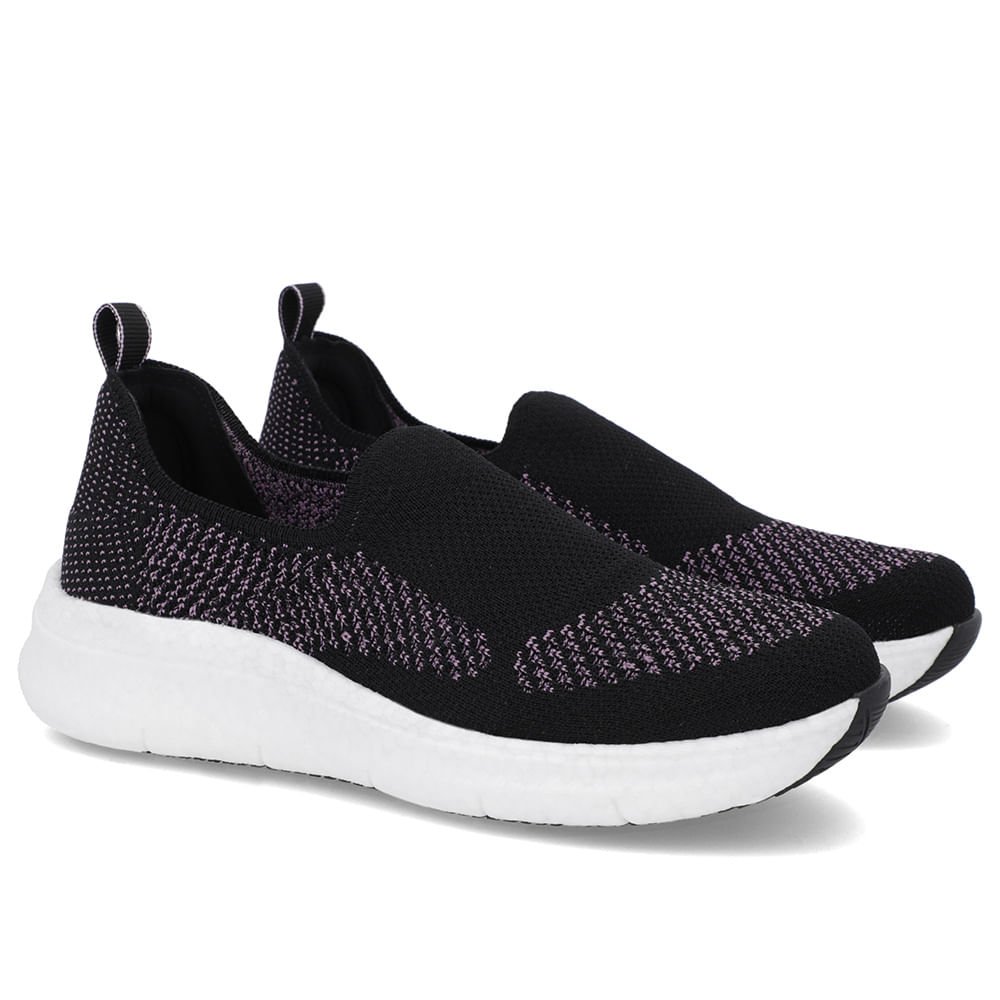 Tênis Preto Tricot Slip On Preto 2