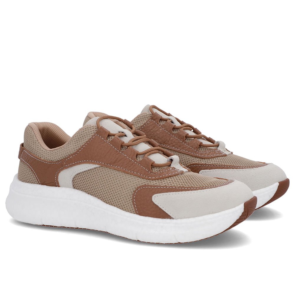 Tênis Marrom Couro Cadarço Elástico Marrom 2