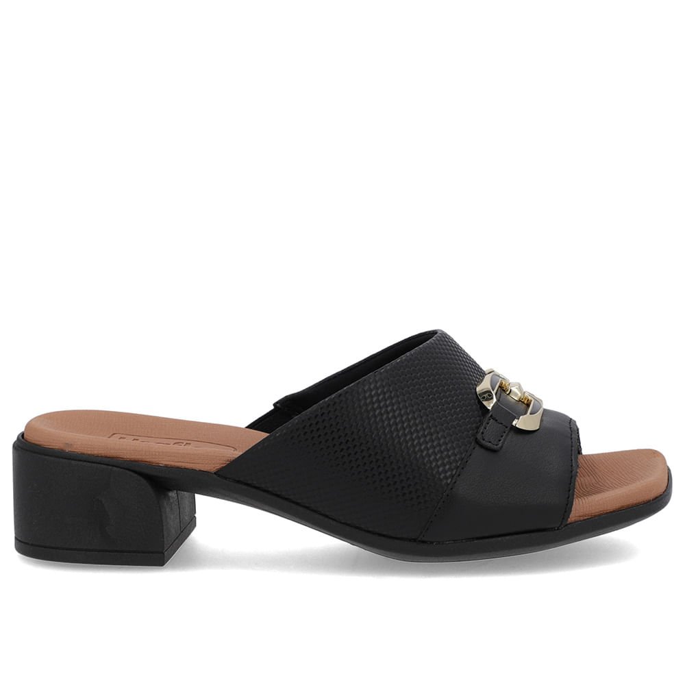 Tamanco Salto Bloco Couro Preto