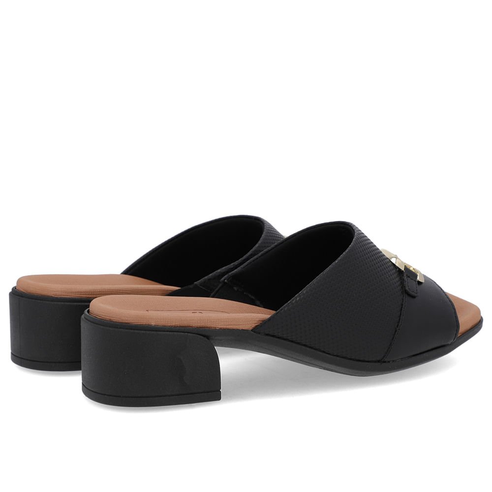 Tamanco Salto Bloco Couro Preto Preto 3