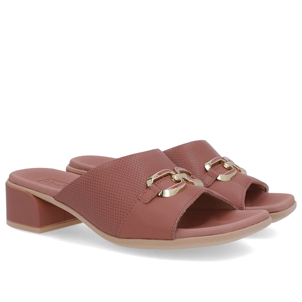 Tamanco Salto Bloco Couro Rosa Rosa 2