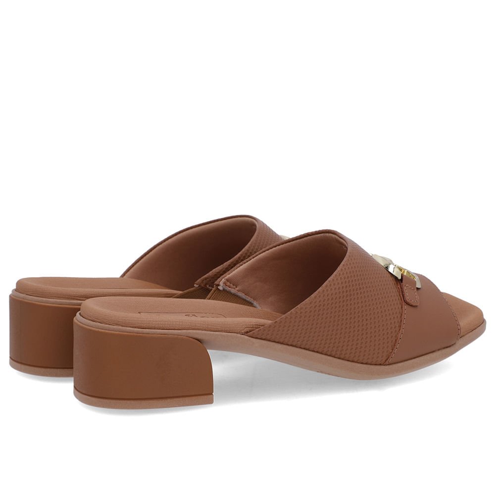 Tamanco Salto Bloco Couro Marrom Marrom 3