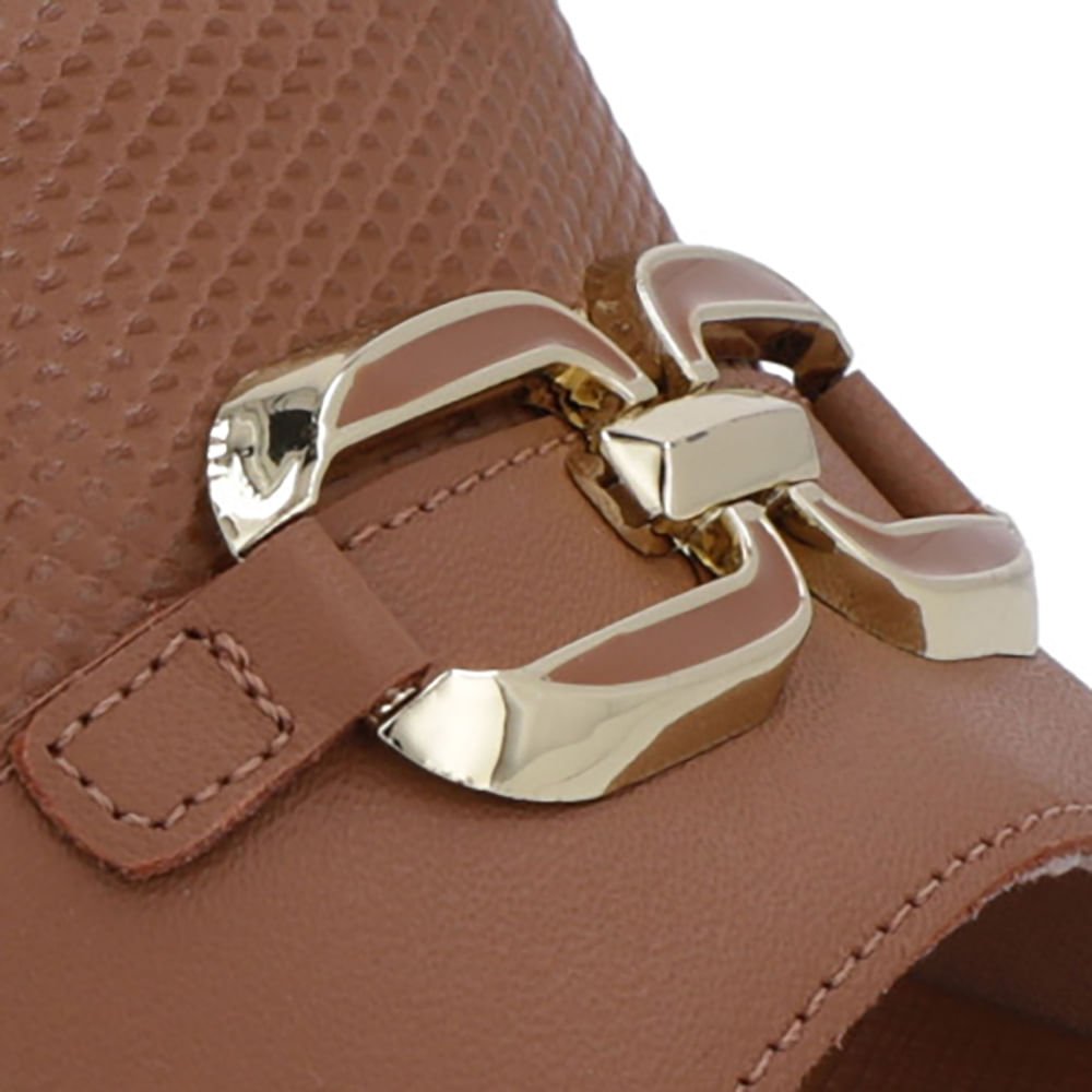 Tamanco Salto Bloco Couro Marrom Marrom 4