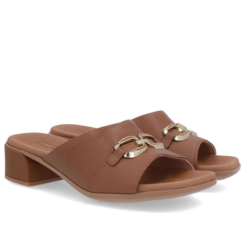 Tamanco Salto Bloco Couro Marrom Marrom 2