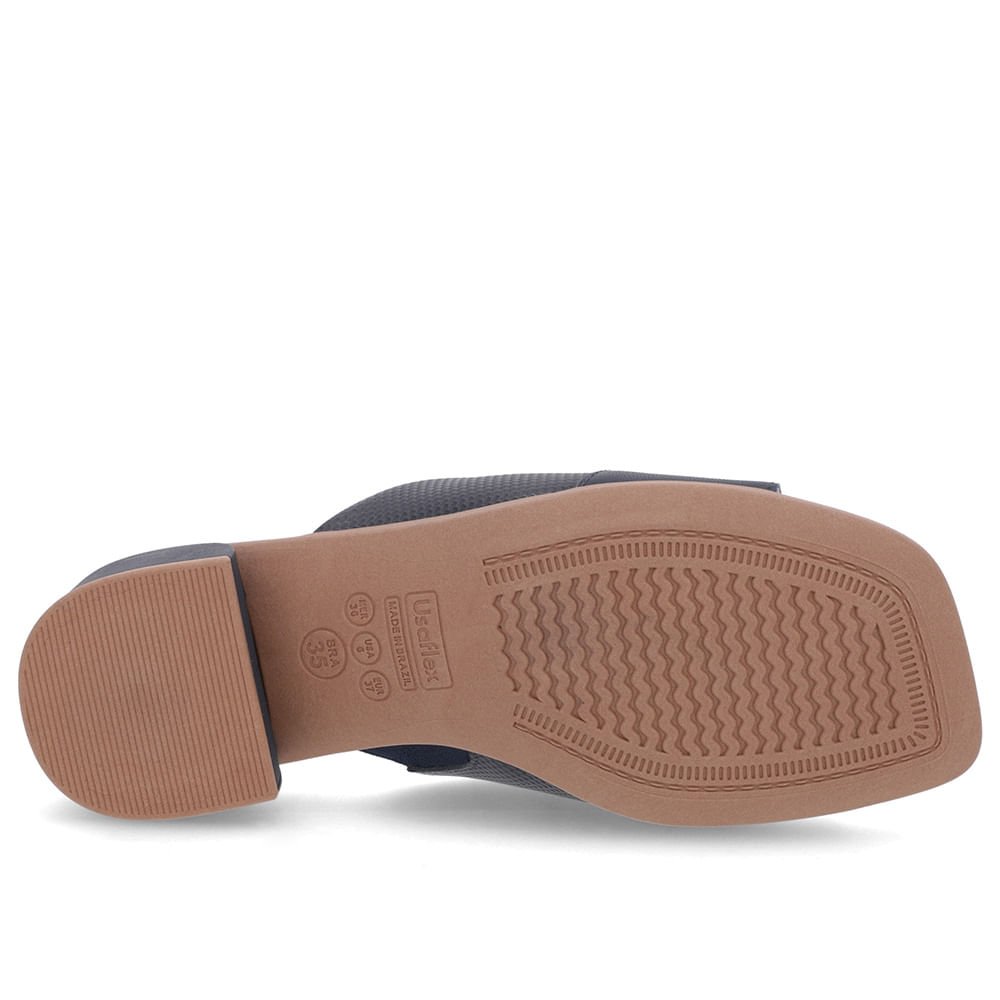 Tamanco Salto Bloco Couro Azul Azul 5