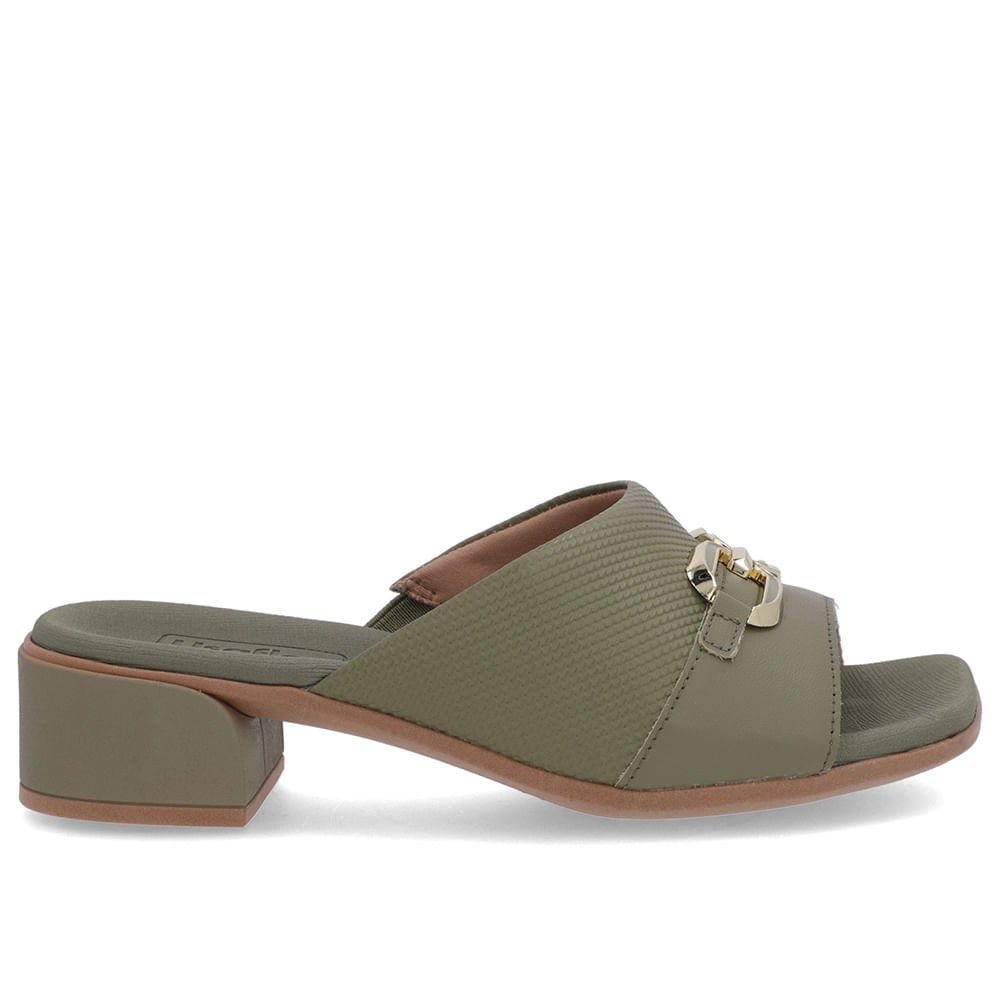 Tamanco Salto Bloco Couro Verde