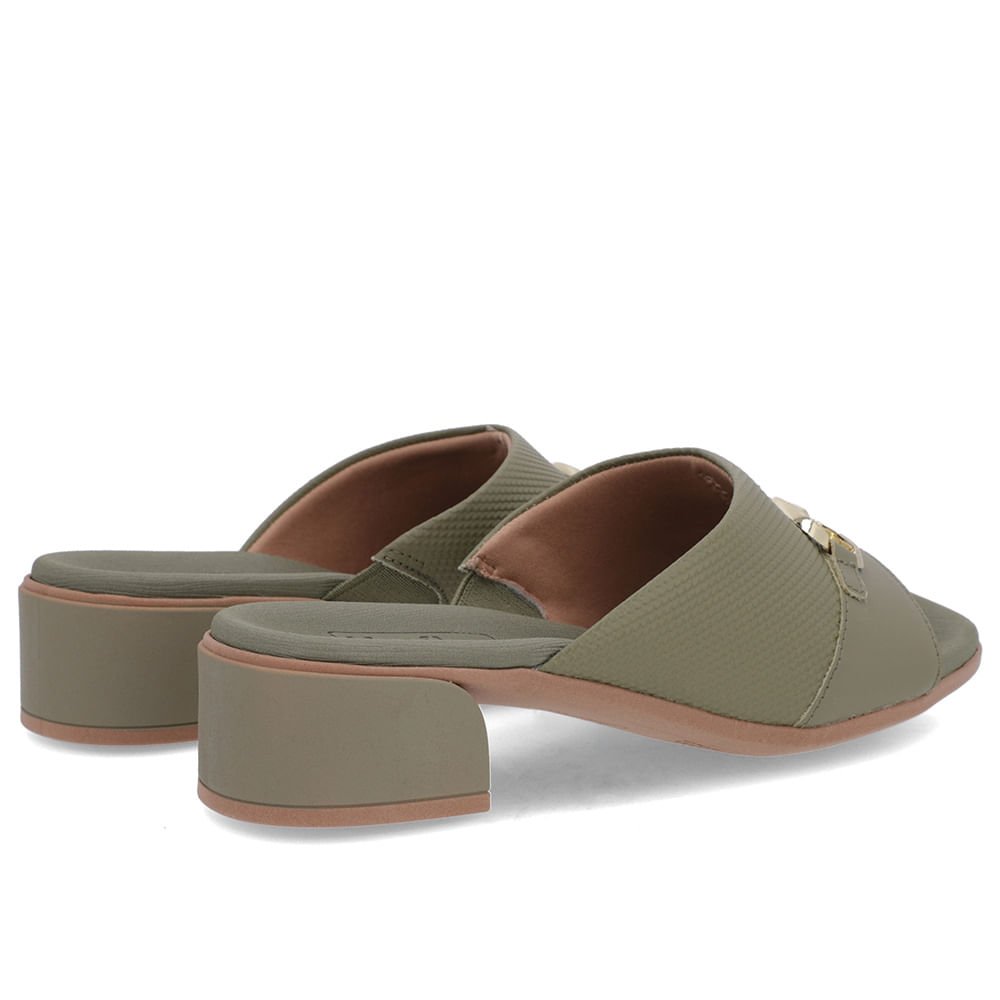 Tamanco Salto Bloco Couro Verde Verde 3