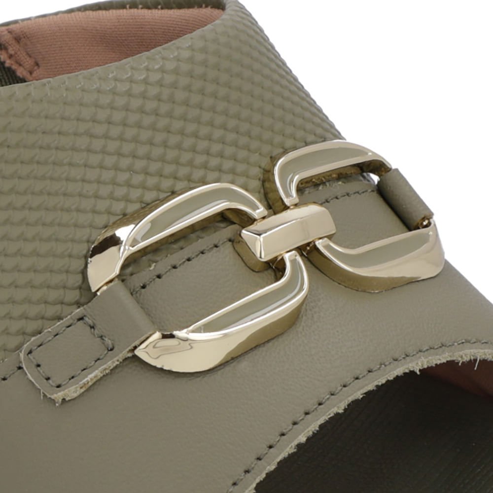 Tamanco Salto Bloco Couro Verde Verde 4