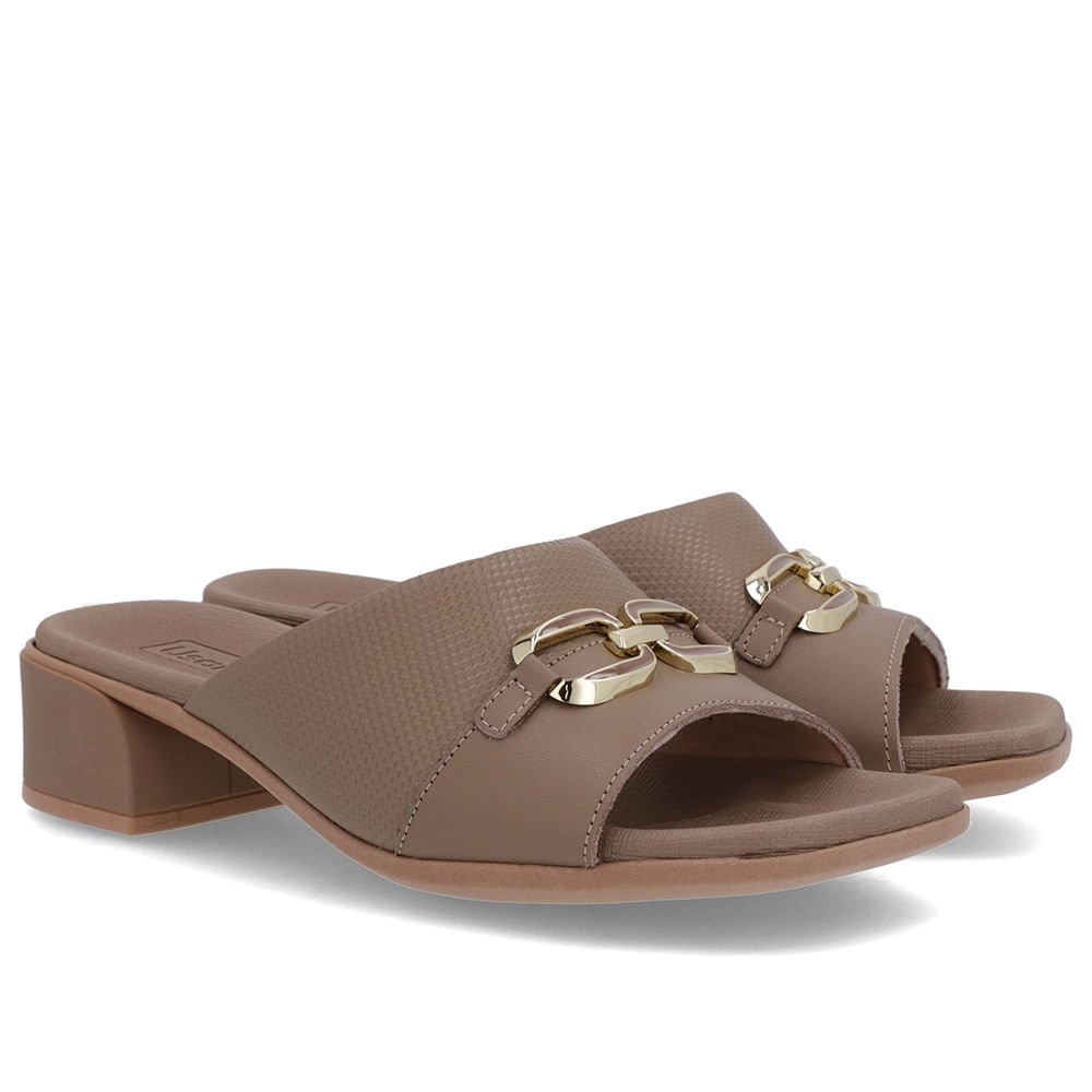 Tamanco Salto Bloco Couro Marrom Marrom 2