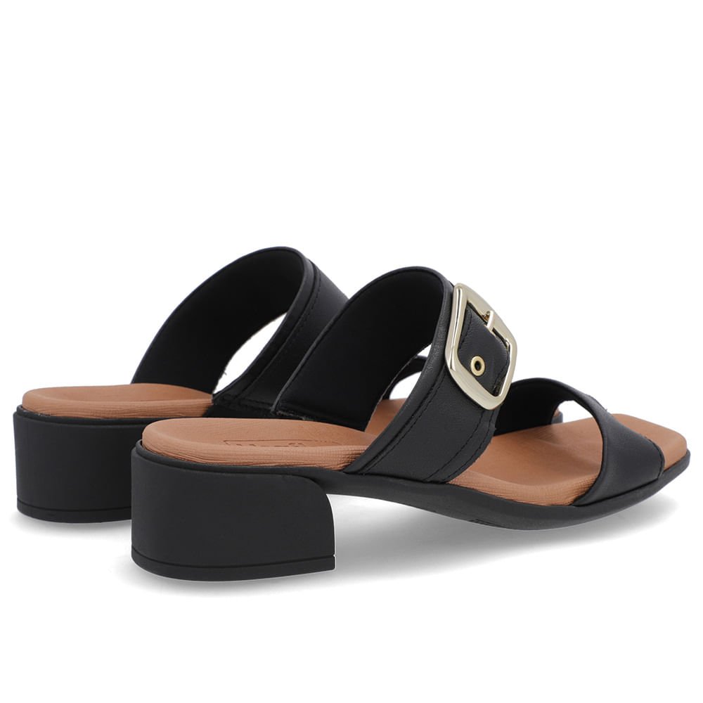 Tamanco Salto Bloco Couro Preto Fivela Preto 3