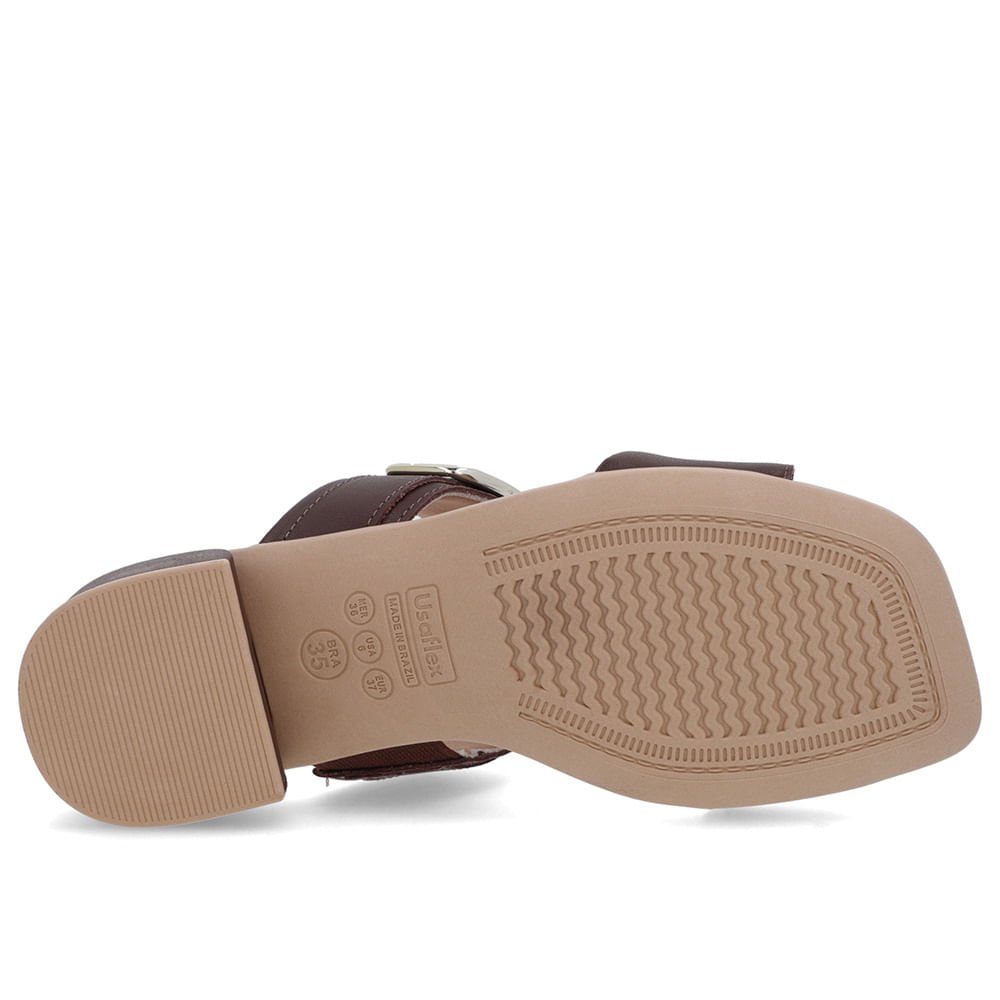 Tamanco Salto Bloco Couro Marrom Fivela Marrom 5