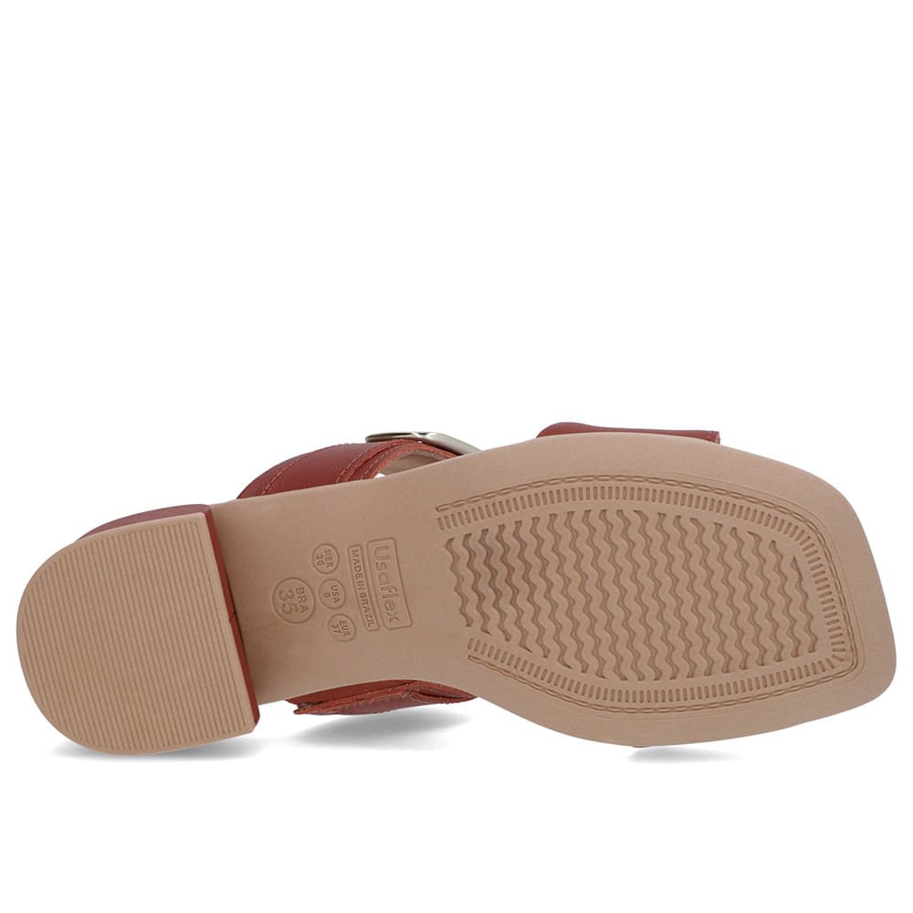 Tamanco Salto Bloco Couro Marrom Fivela Marrom 5