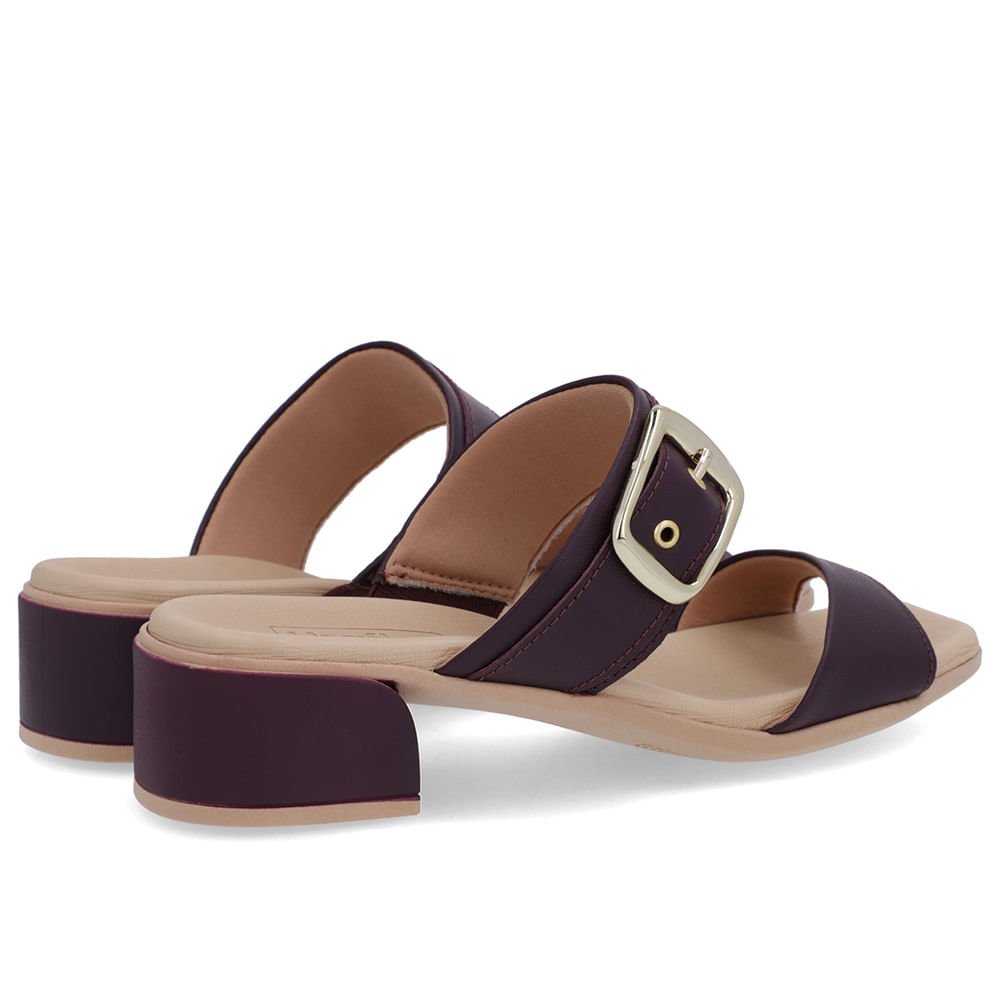 Tamanco Salto Bloco Couro Roxo Fivela Roxo 3