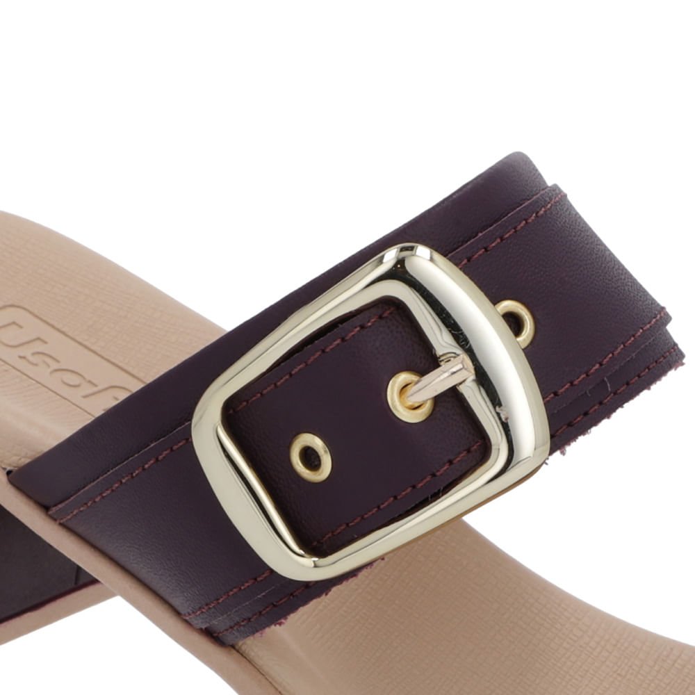 Tamanco Salto Bloco Couro Roxo Fivela Roxo 4