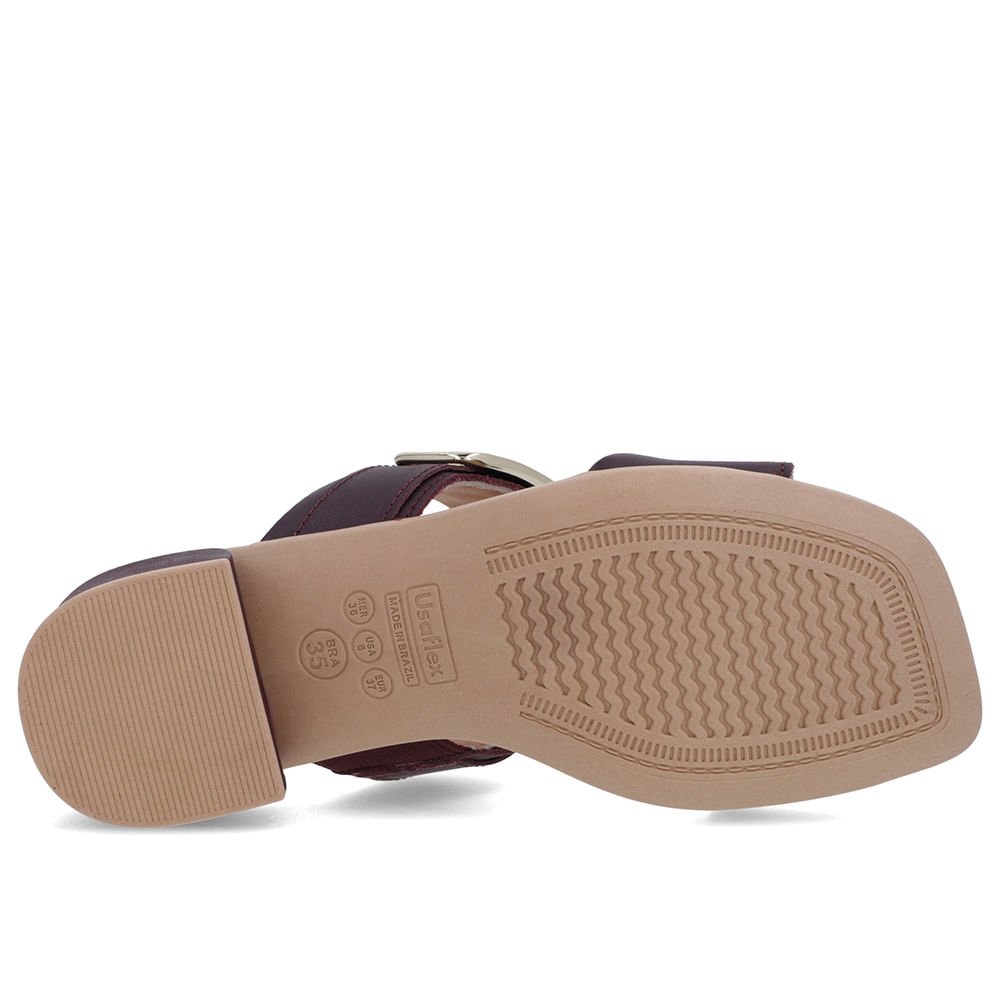 Tamanco Salto Bloco Couro Roxo Fivela Roxo 5