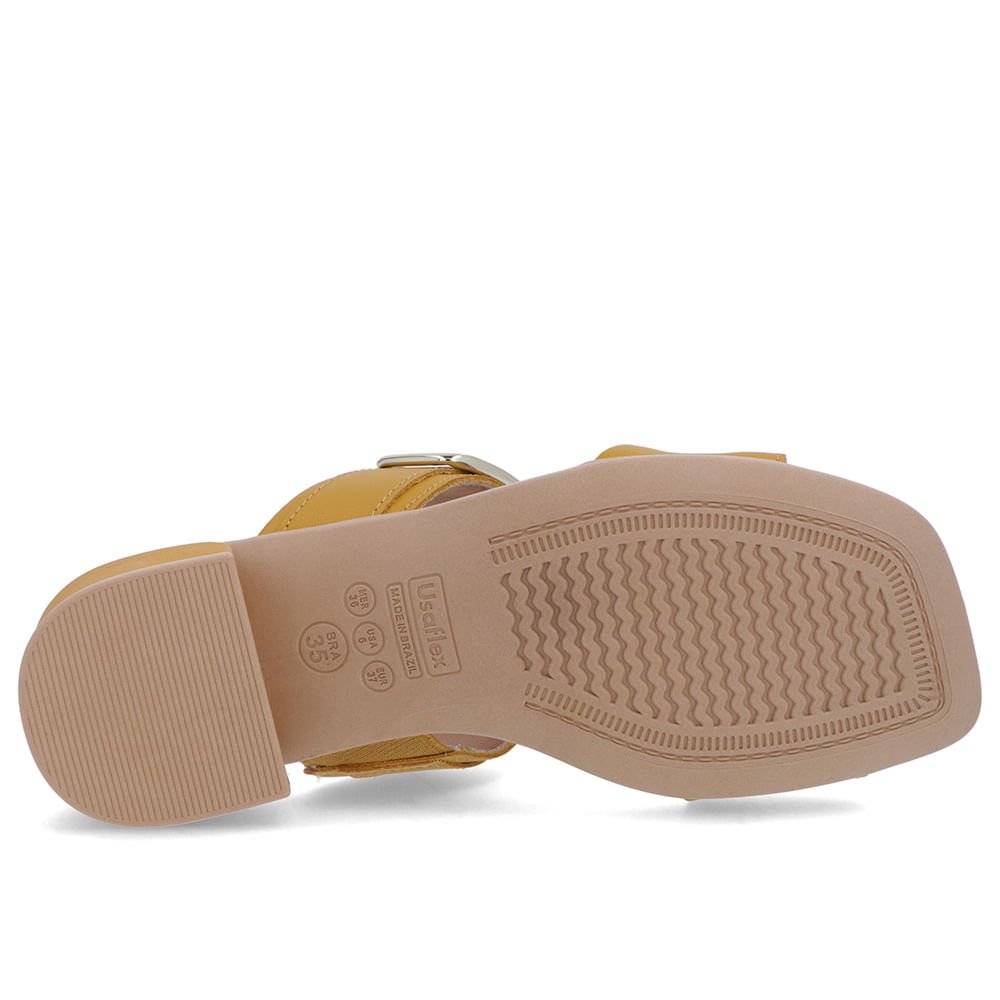 Tamanco Salto Bloco Couro Amarelo Fivela Amarelo 5