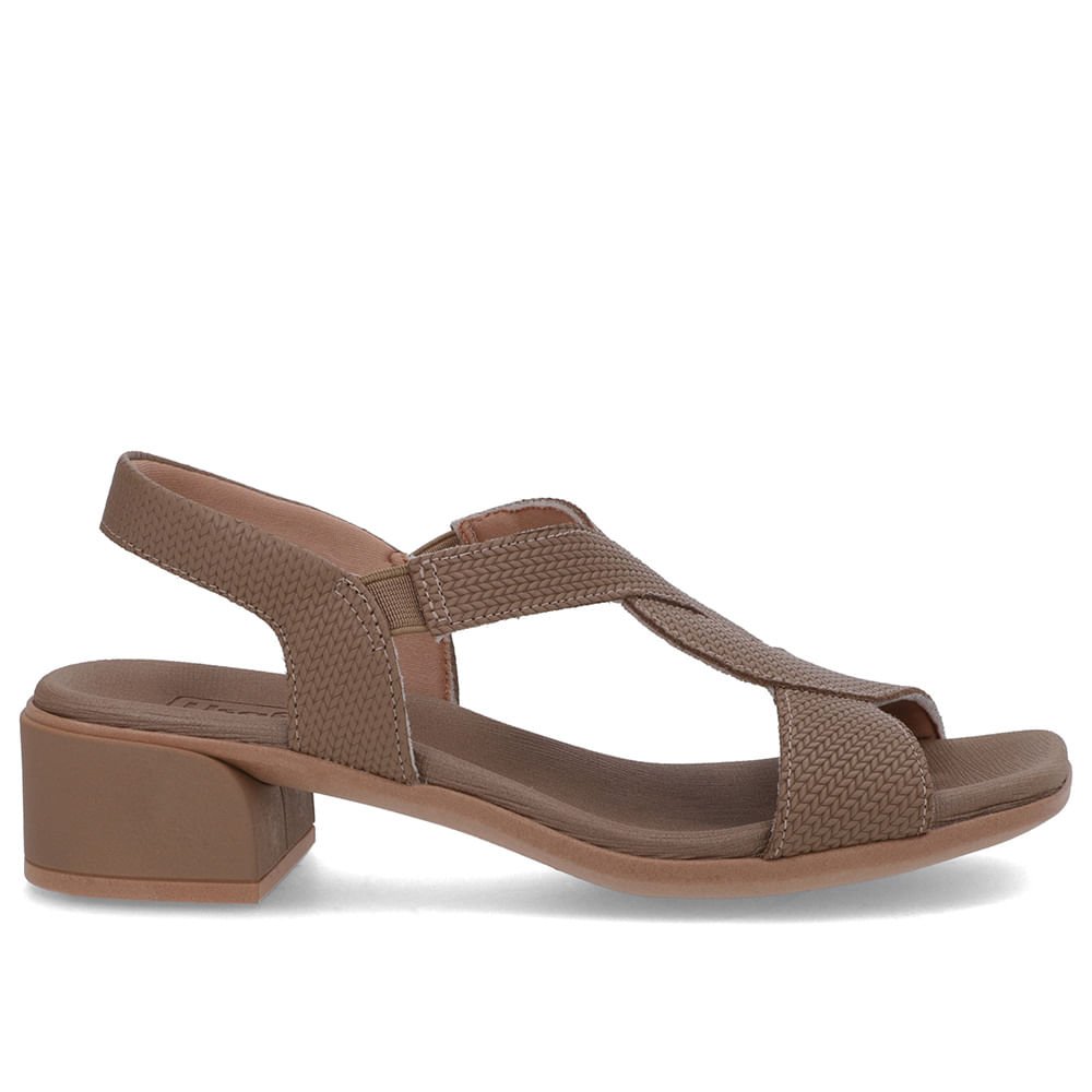 Sandália Bico Quadrado Couro Marrom Textura