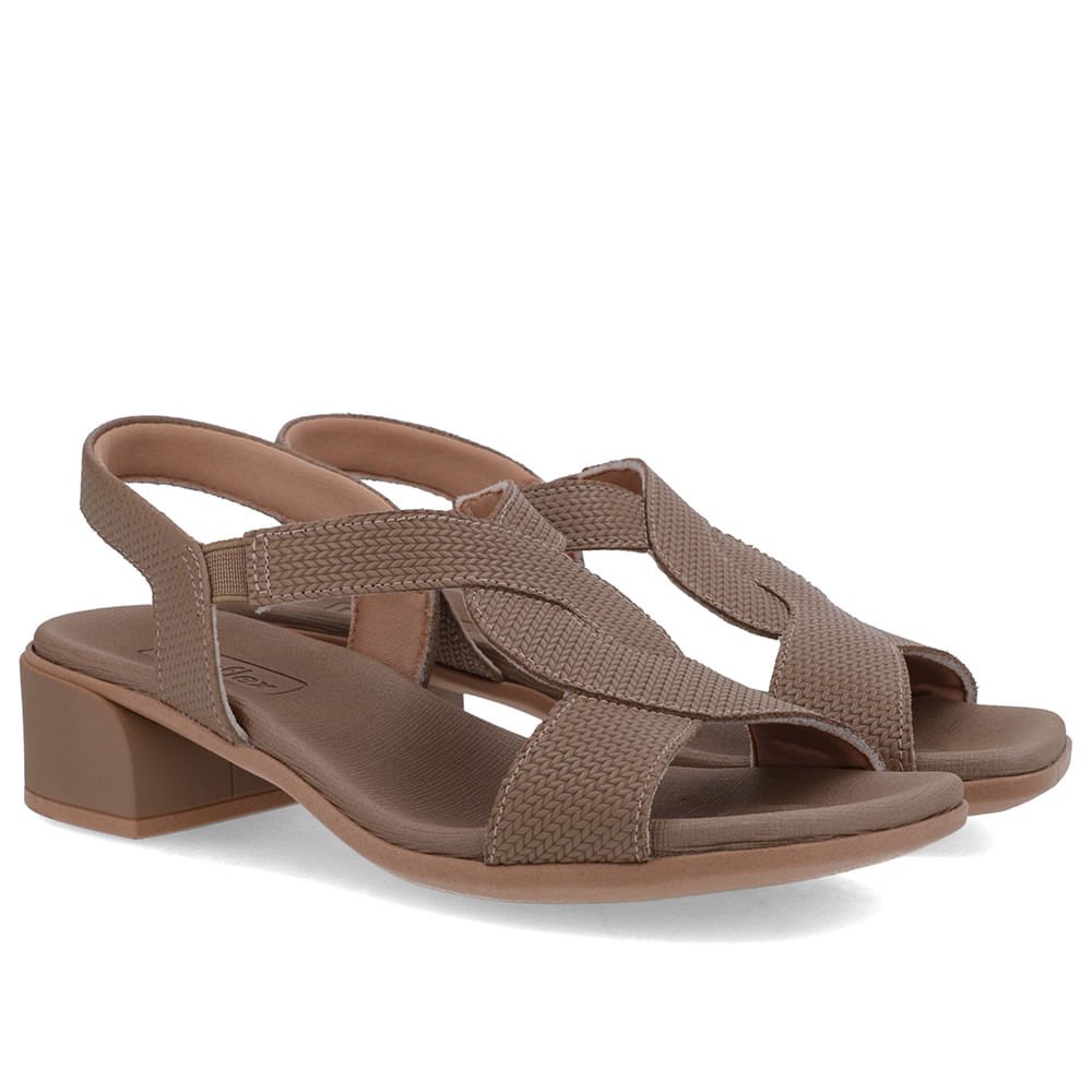 Sandália Bico Quadrado Couro Marrom Textura Marrom 2