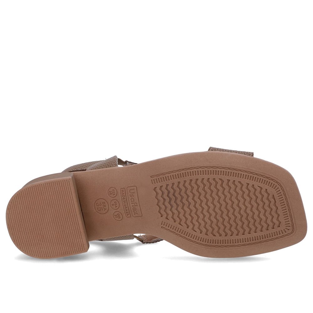 Sandália Bico Quadrado Couro Marrom Textura Marrom 5