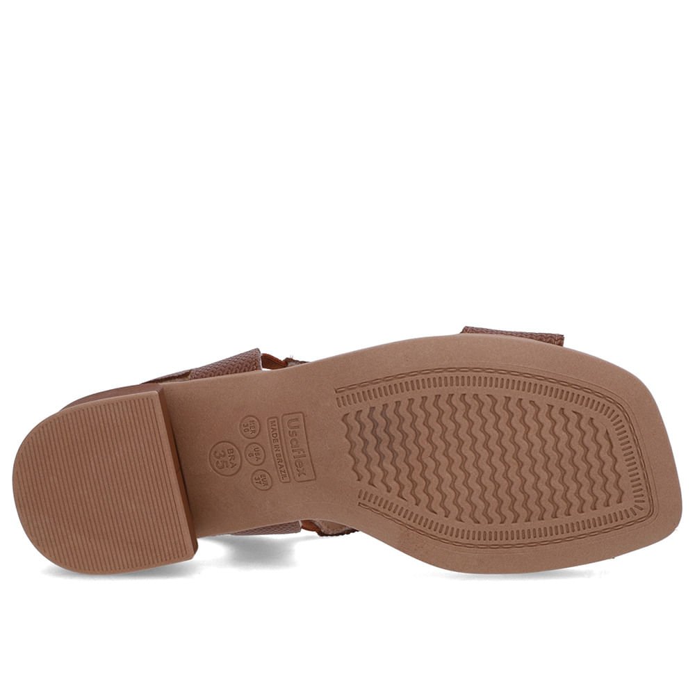 Sandália Bico Quadrado Couro Marrom Canela Textura Marrom 5