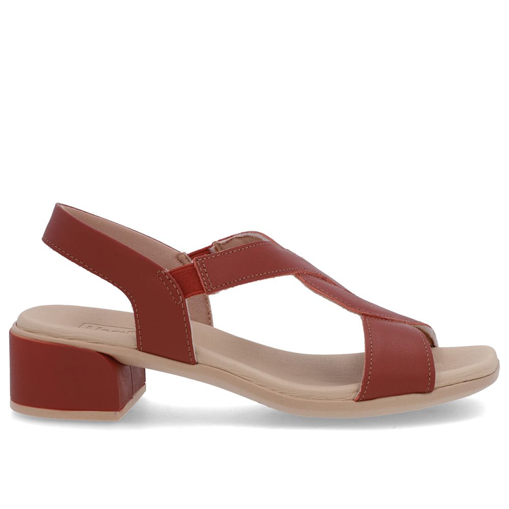 Sandália Bico Quadrado Couro Marrom Liso