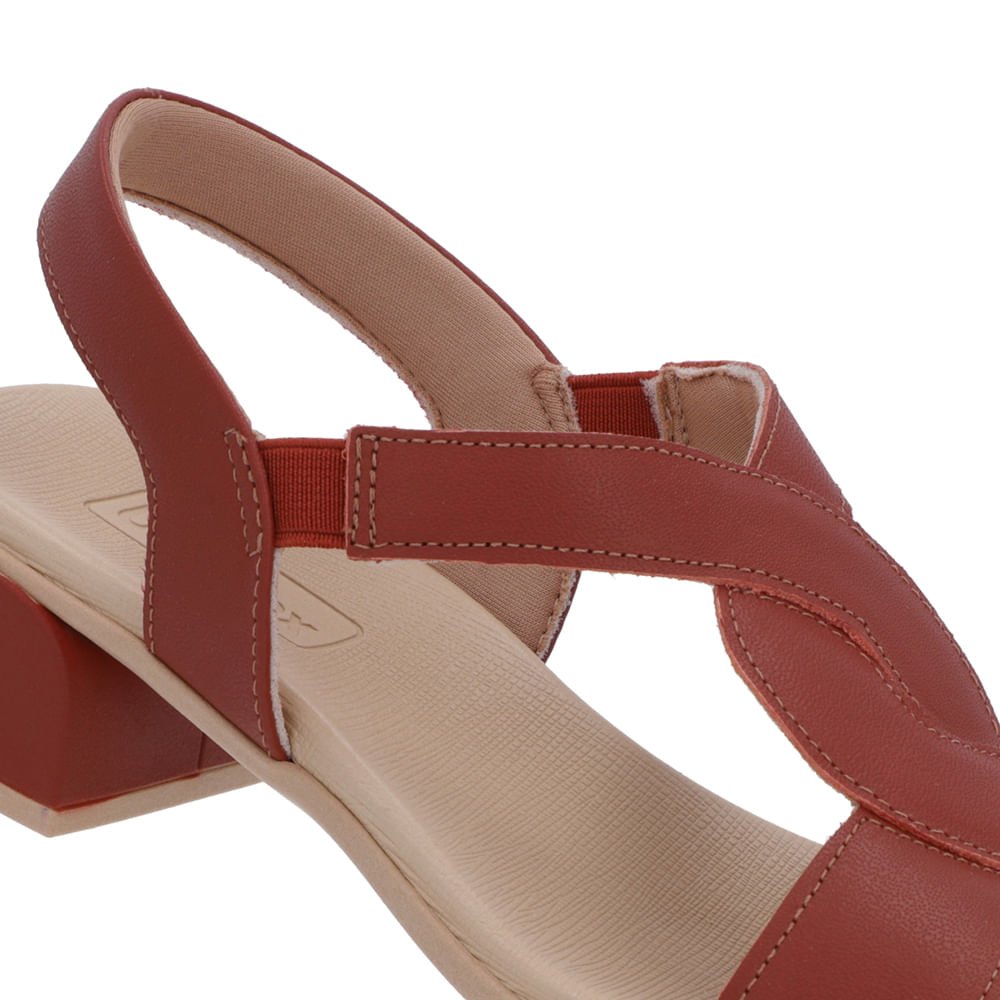 Sandália Bico Quadrado Couro Marrom Liso Marrom 4