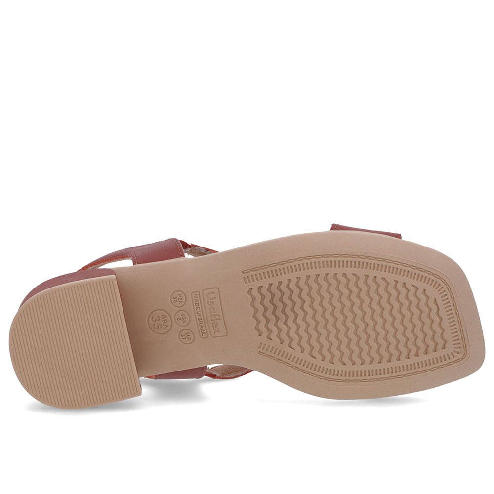 Sandália Bico Quadrado Couro Marrom Liso Marrom 5