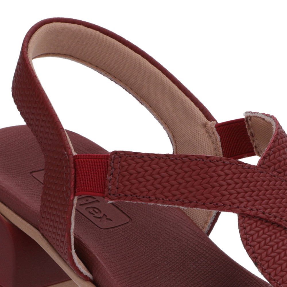 Sandália Bico Quadrado Couro Vermelha Textura Vermelho 4