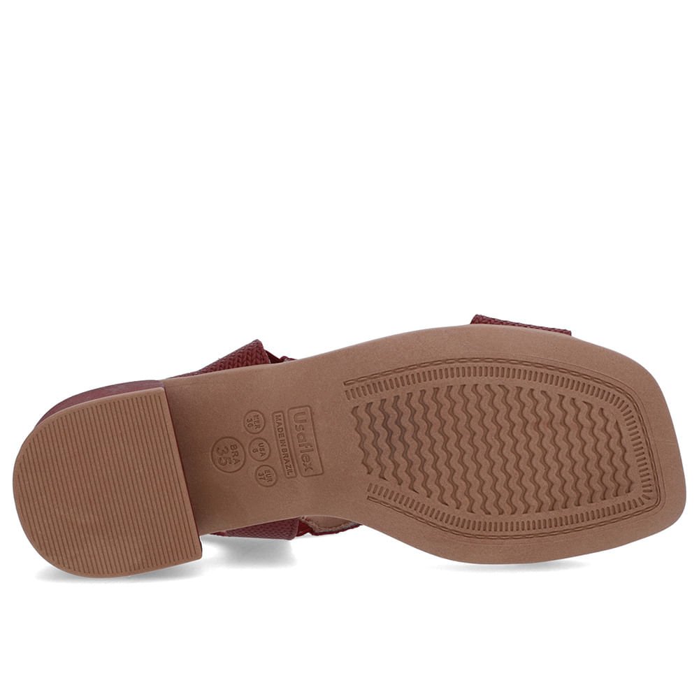 Sandália Bico Quadrado Couro Vermelha Textura Vermelho 5