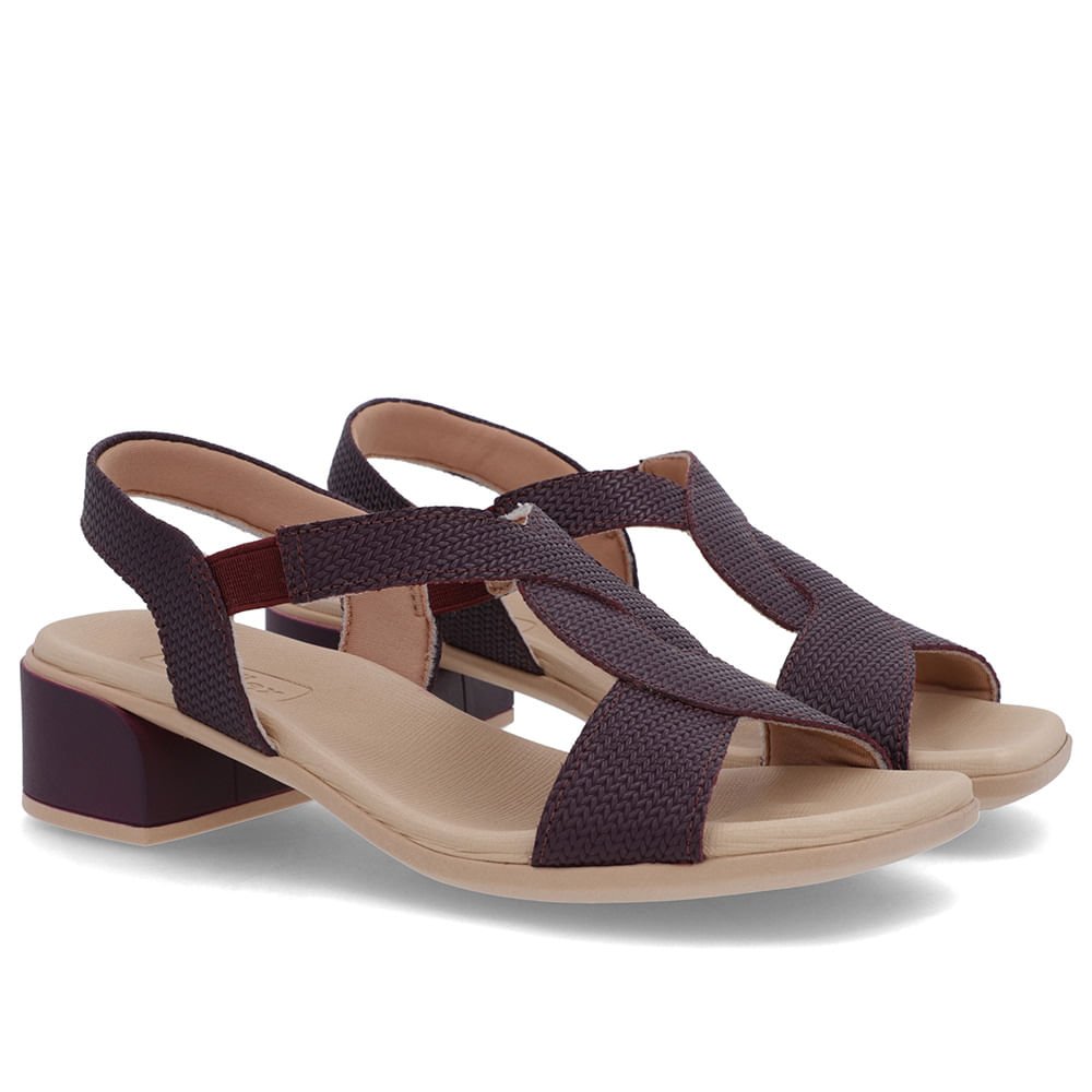 Sandália Bico Quadrado Couro Roxa Textura Roxo 2