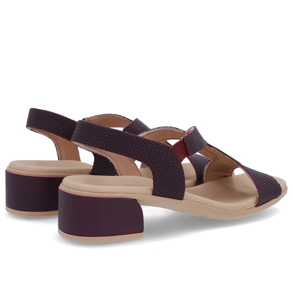 Sandália Bico Quadrado Couro Roxa Textura Roxo 3