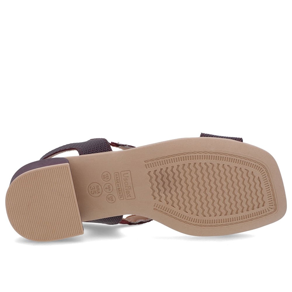 Sandália Bico Quadrado Couro Roxa Textura Roxo 5