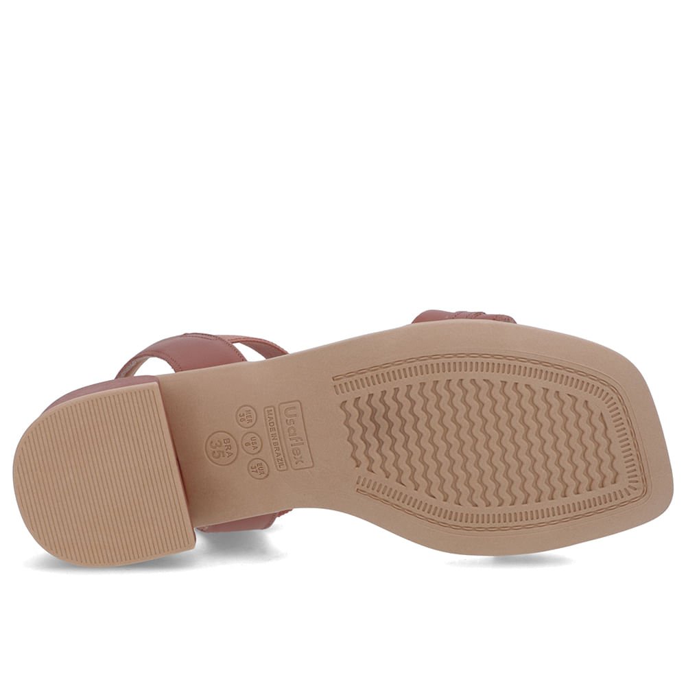 Sandália Bico Quadrado Couro Rosa Elástico Rosa 5
