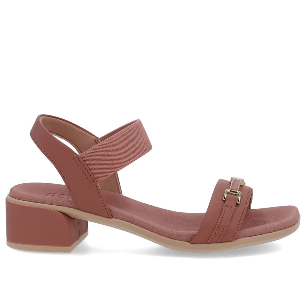 Sandália Bico Quadrado Couro Rosa Elástico