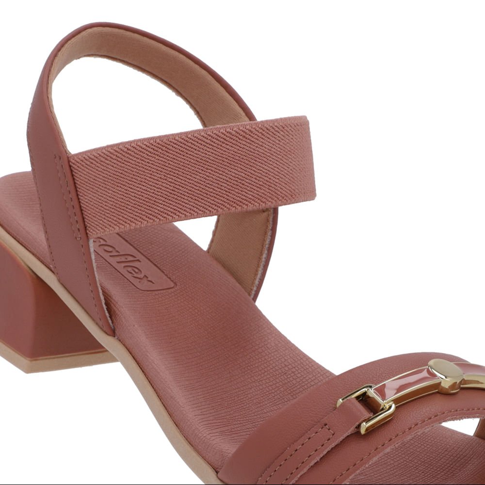 Sandália Bico Quadrado Couro Rosa Elástico Rosa 4