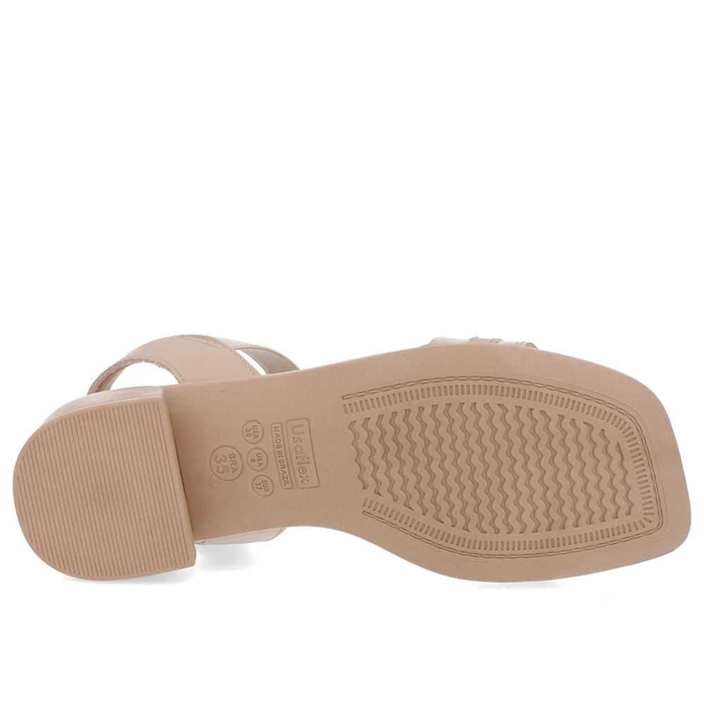 Sandália Bico Quadrado Couro Dourada Elástico Dourado 5