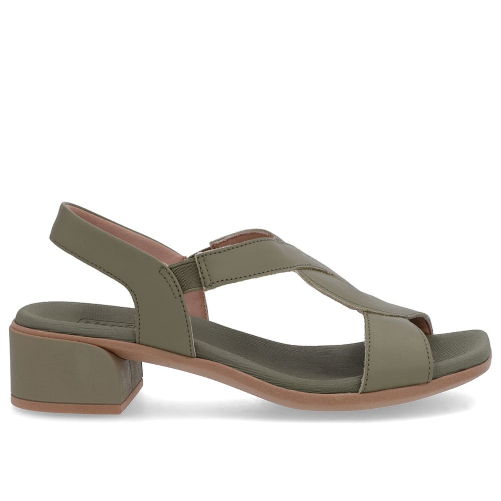 Sandália Bico Quadrado Couro Verde Liso