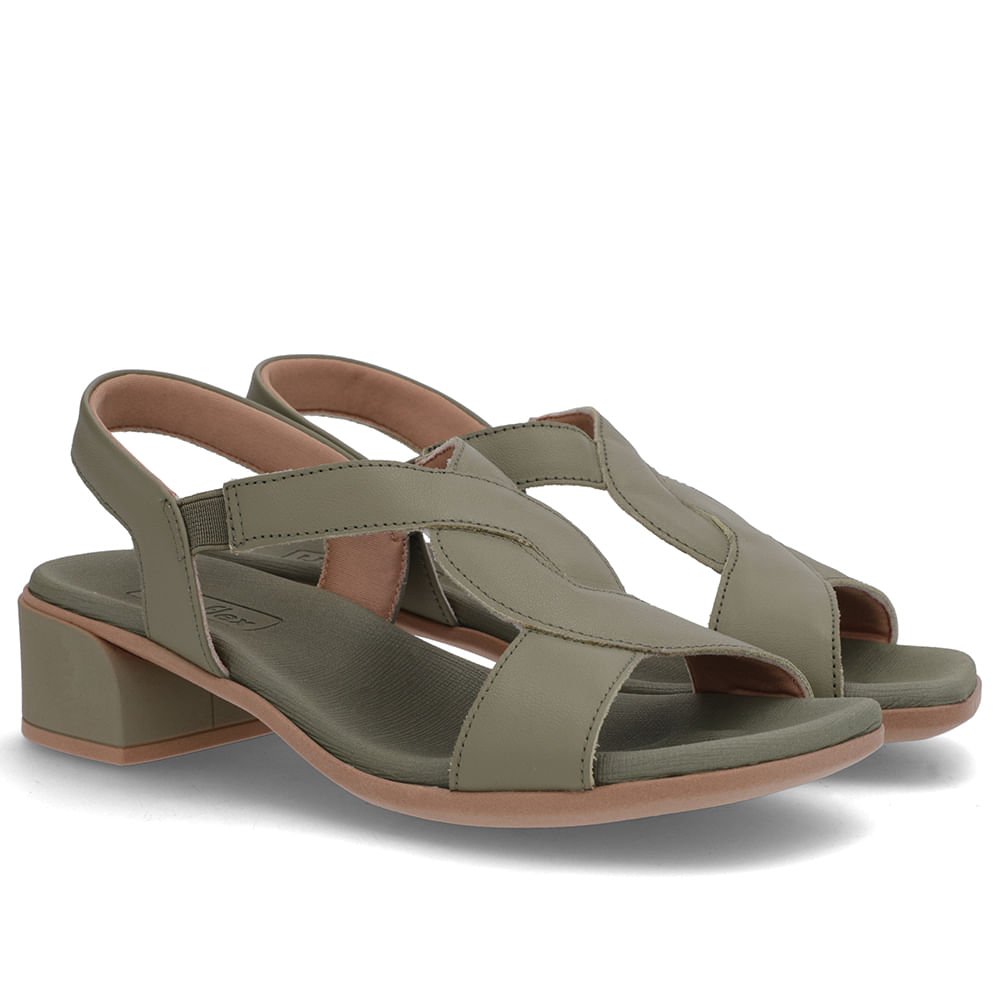 Sandália Bico Quadrado Couro Verde Liso Verde 2