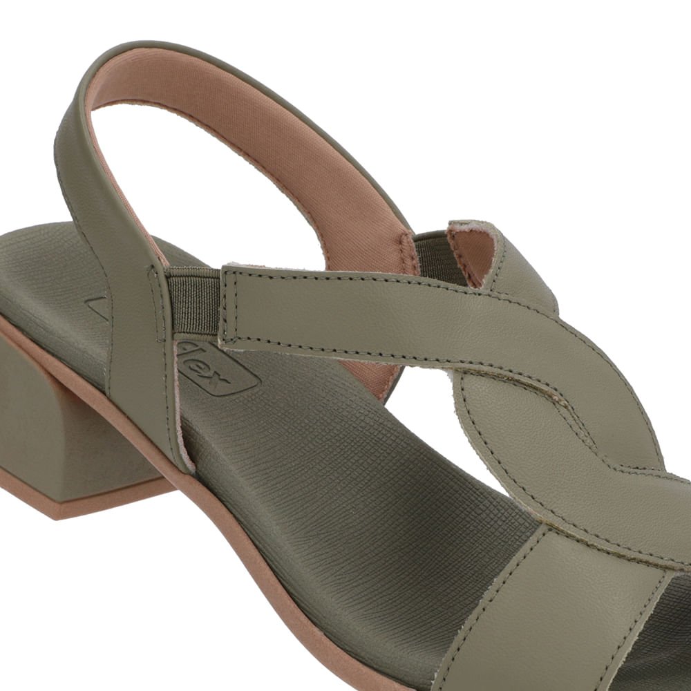 Sandália Bico Quadrado Couro Verde Liso Verde 4