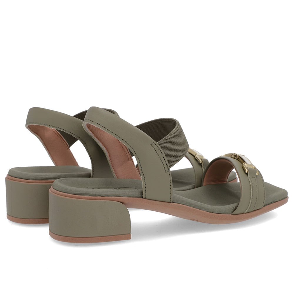 Sandália Bico Quadrado Couro Verde Elástico Verde 3