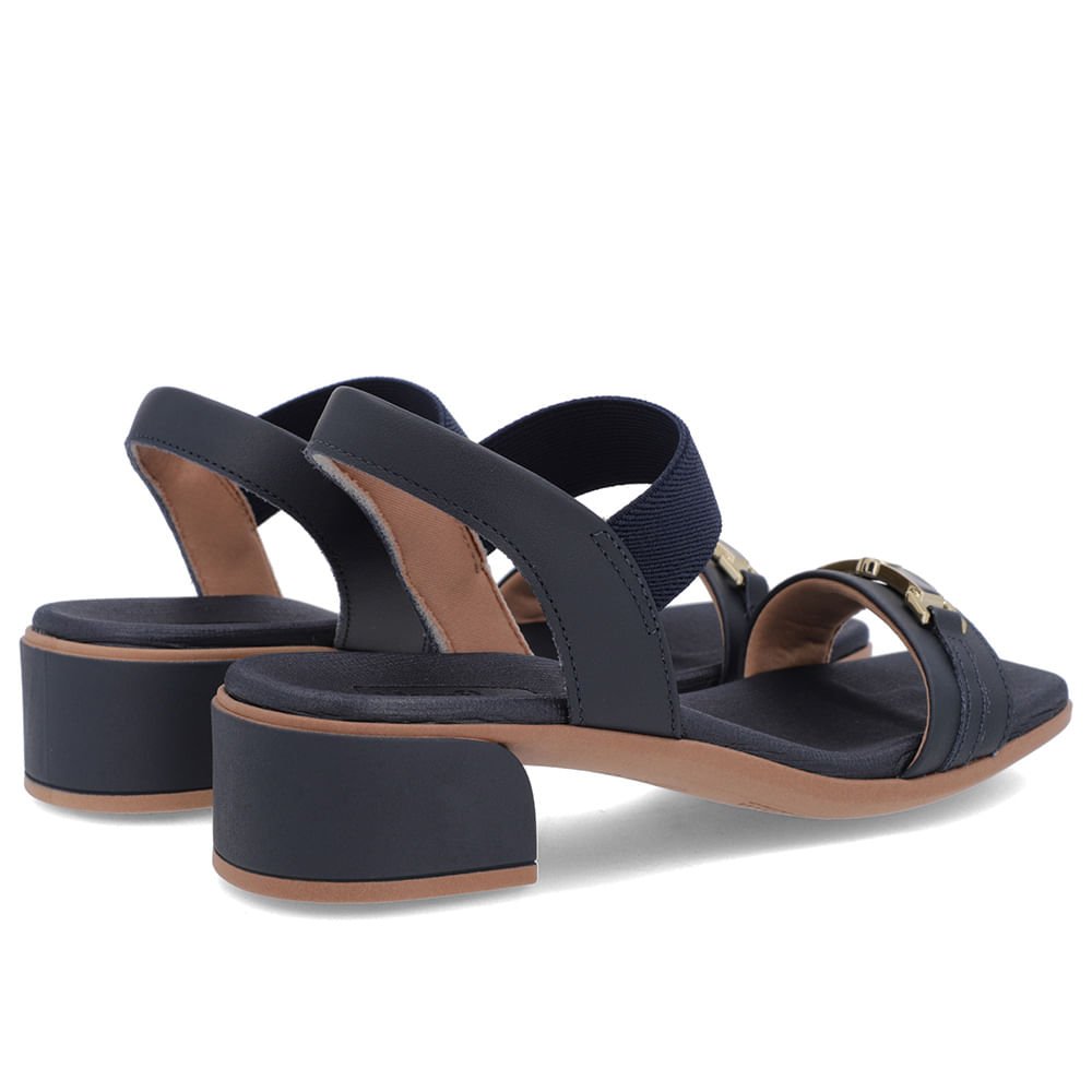 Sandália Bico Quadrado Couro Azul Elástico Azul 3